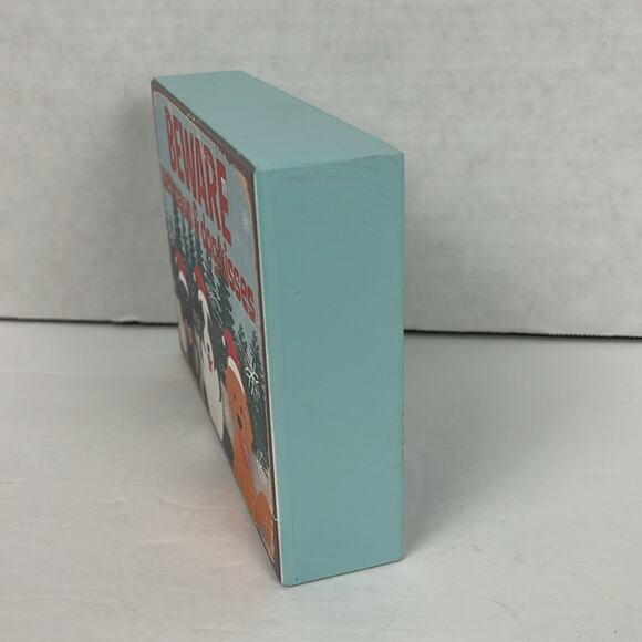 Beware Wet Paws & Dog Kisses Sign Decor Box Holiday Winter Christmas Rustic - Picture 3 of 6